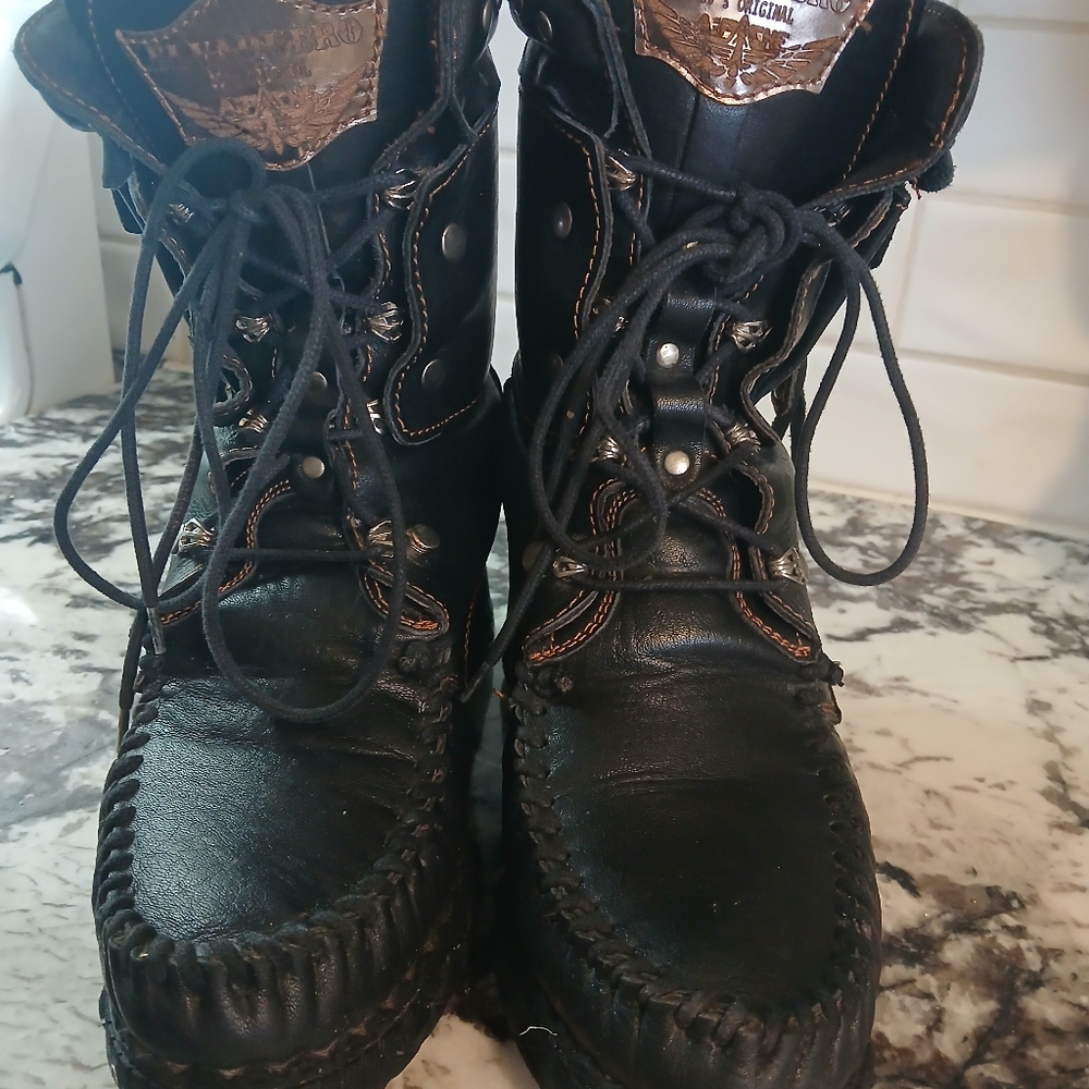 Women's Black Lace-Up Boots